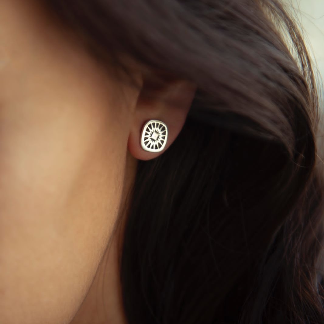 Sun Compass Studded Earrings