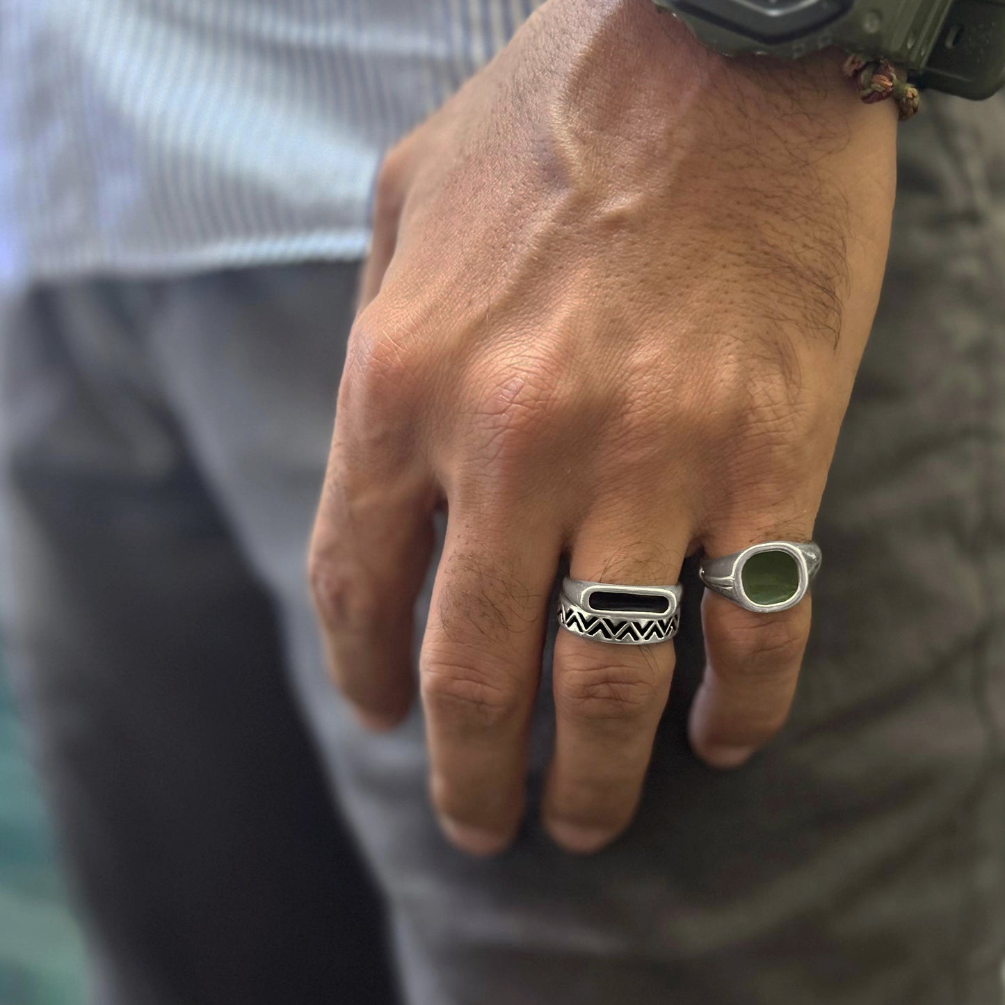 Black Enamel Signet Ring